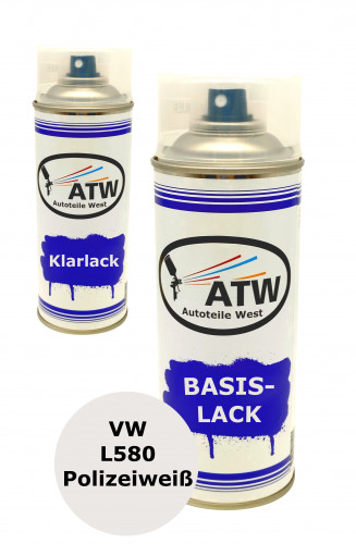 Autolack für VW L580 Polizeiweiß +400ml Klarlack Set